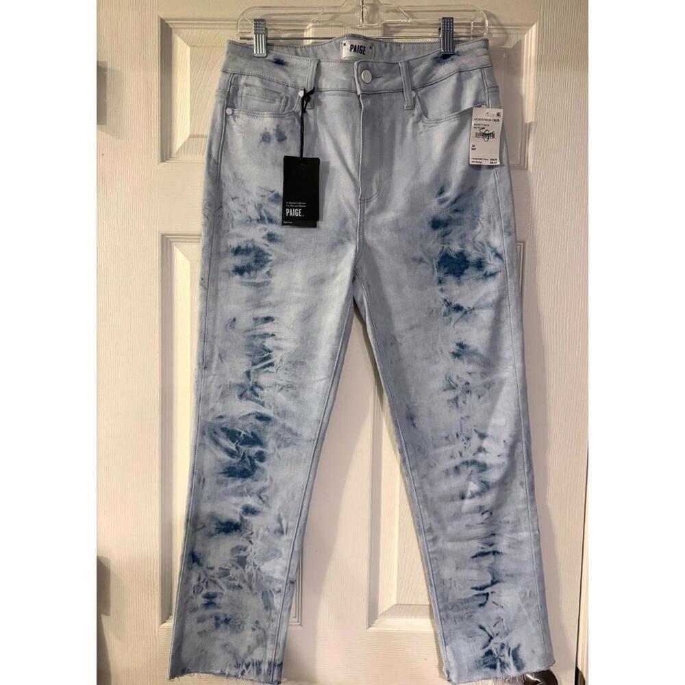NWT PAIGE Hoxton Slim Crop High-Rise Tie-Dye Jeans size 30
